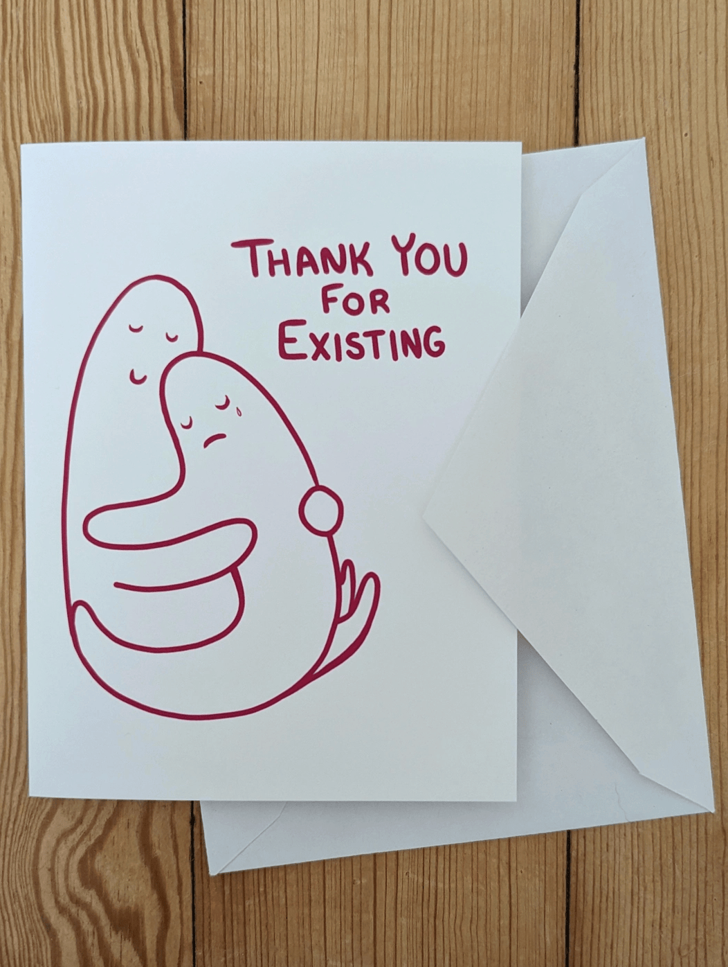 Sadsquatch Non-Collectible Card Thank You For Existing - Cute Relationship Friendship Card CARDS-TYEXT