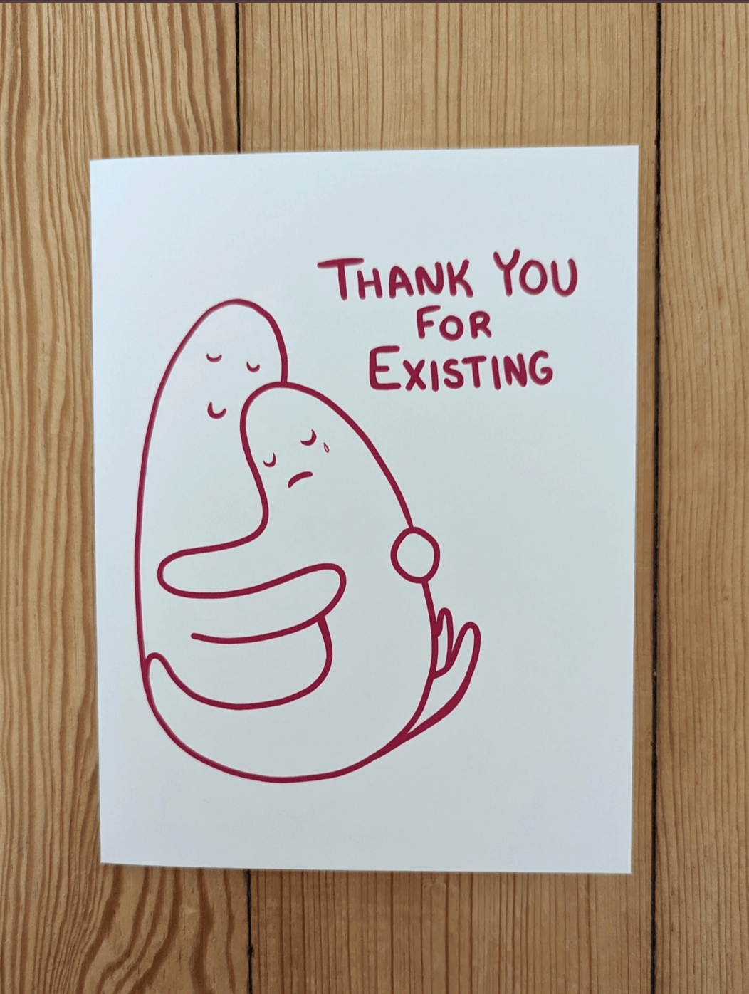 Sadsquatch Non-Collectible Card Thank You For Existing - Cute Relationship Friendship Card CARDS-TYEXT