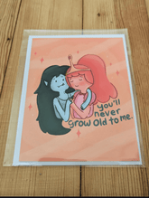 Sadsquatch Non-Collectible Card You'll Never Grow Old To Me - Cute Adventure Time Romantic CARDS-GROLD