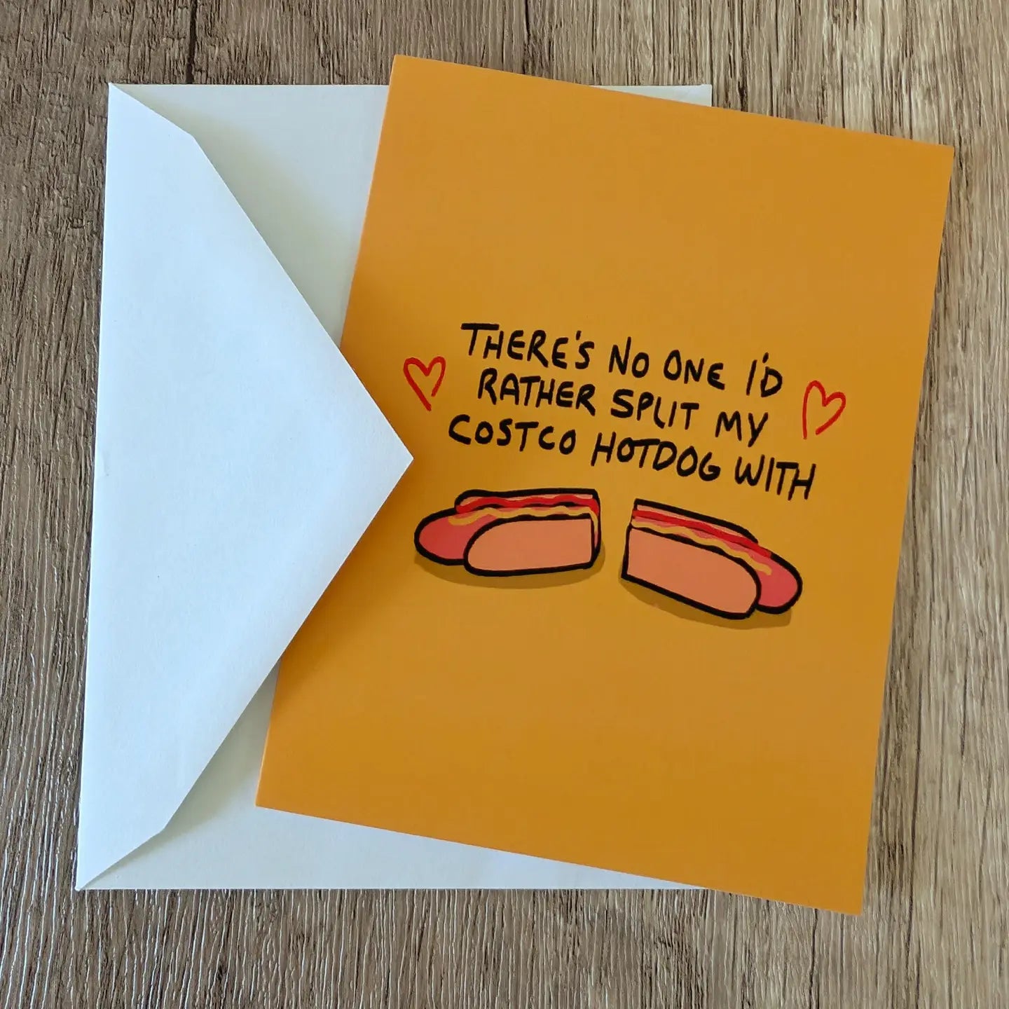 Sadsquatch Stationery > Greeting Cards Split a Costco Hot Dog Card CARDS-CSTCO