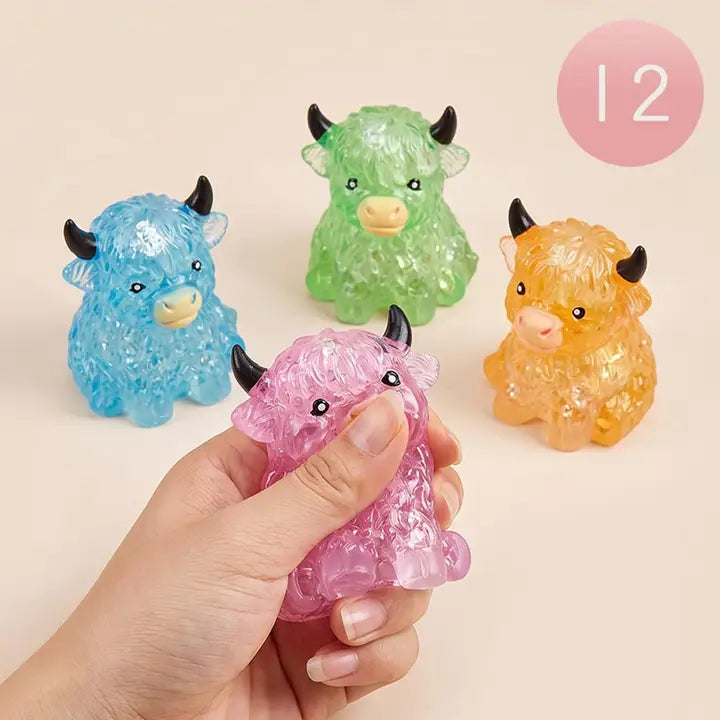 Sensibling Corp. Toys > Fidget Toys Sensibling: Squishy Stress Relief Toy - Glitter Highland Cow Squeeze 41626691043932 PKMS53060-GLITTERCOW