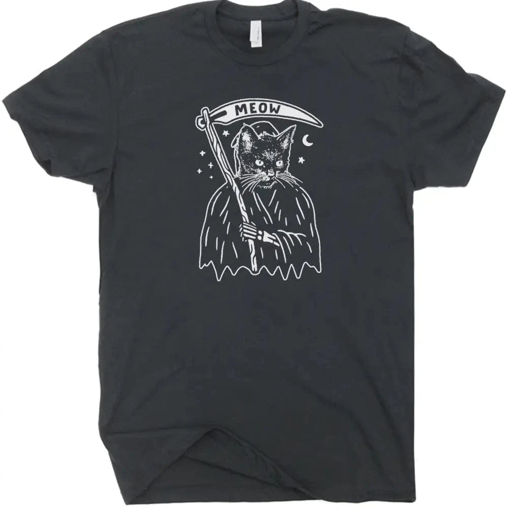Shirtmandude Co Apparel > T-shirts T-SHIRT: Grim Reaper Cat Meow