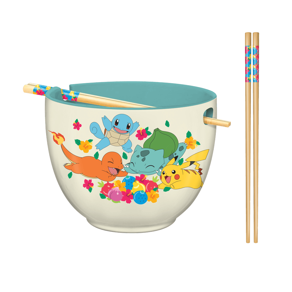 Silver Buffalo Pokémon Floral Boxed 20oz Ceramic Ramen Bowl w Chopsticks 840298930555 PK1702KDB : PK1702KDB-04016SB