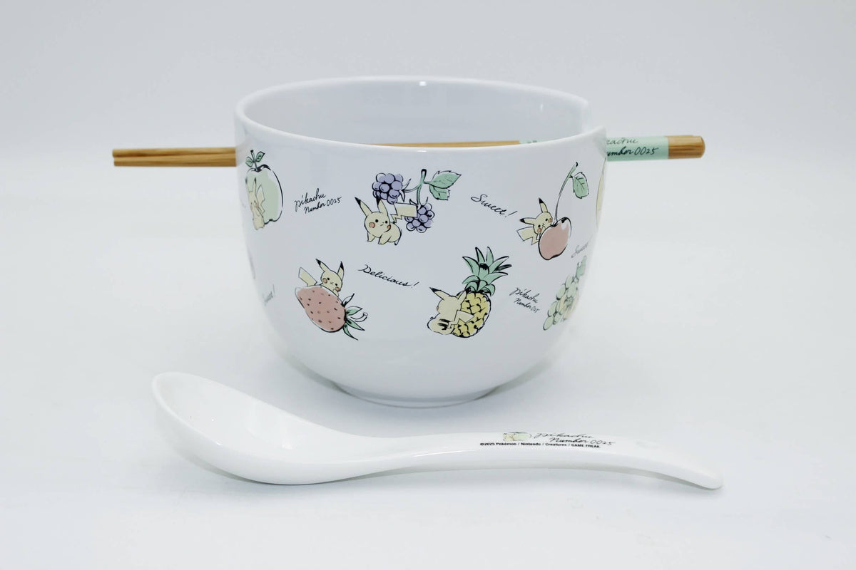 Silver Buffalo Pokémon Pikachu Fruit Script 20oz Ceramic Ramen Bowl 840298942664 PK1915RE : PK1915RE-CI012SB