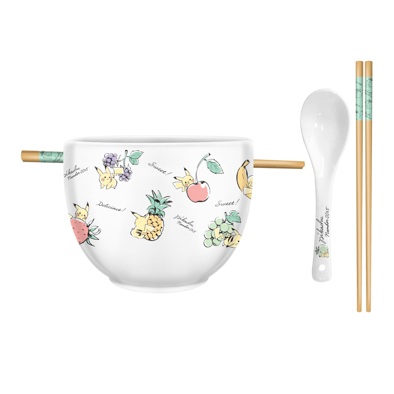 Silver Buffalo Pokémon Pikachu Fruit Script 20oz Ceramic Ramen Bowl 840298942664 PK1915RE : PK1915RE-CI012SB