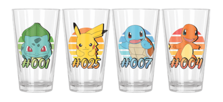 Silver Buffalo Pokemon Starter Gradients  4pc. 16oz. Pint Glass Set 840298950232 PK152962 : PK152962-CI004SB