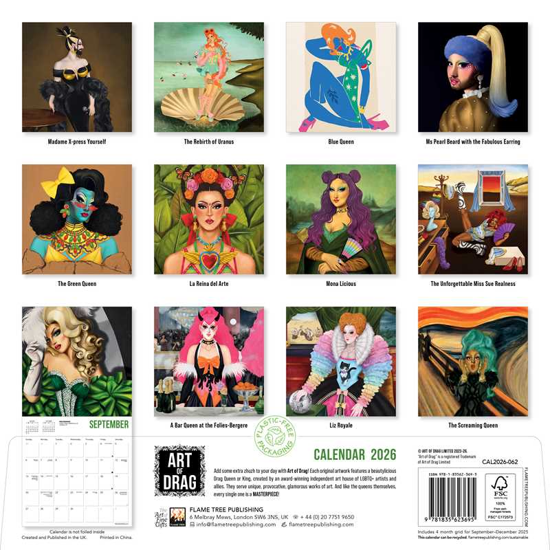 Simon & Schuster Stationery > Calendars Art of Drag Wall Calendar 2026 (Art Calendar) 9781835623695 9781835623695