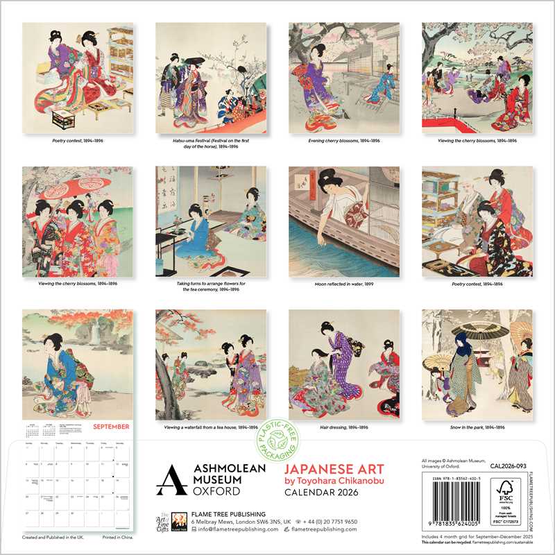 Simon & Schuster Stationery > Calendars Ashmolean Museum: Japanese Art by Toyohara Chikanobu Wall Calendar 2026 (Art Calendar) 9781835624005 9781835624005