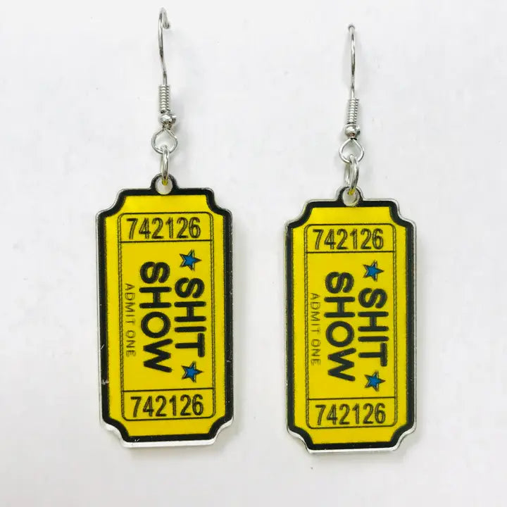 SimpleNGreat Apparel Shit Show Ticket Earrings 73084156