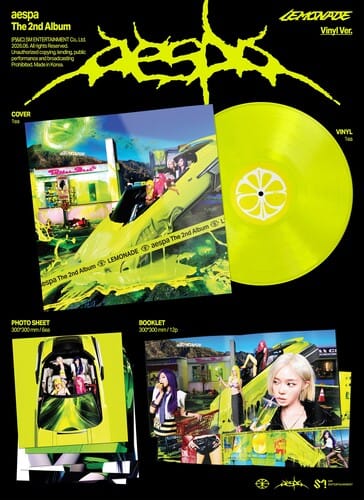 SM Entertainment Co. Music > Vinyl Records Aespa -  The 2nd Album 'LEMONADE' [Neon Yellow Vinyl] (Colored Vinyl, Yellow, Booklet, Photo / Photo Card) 8800371256677 SETC247786.1