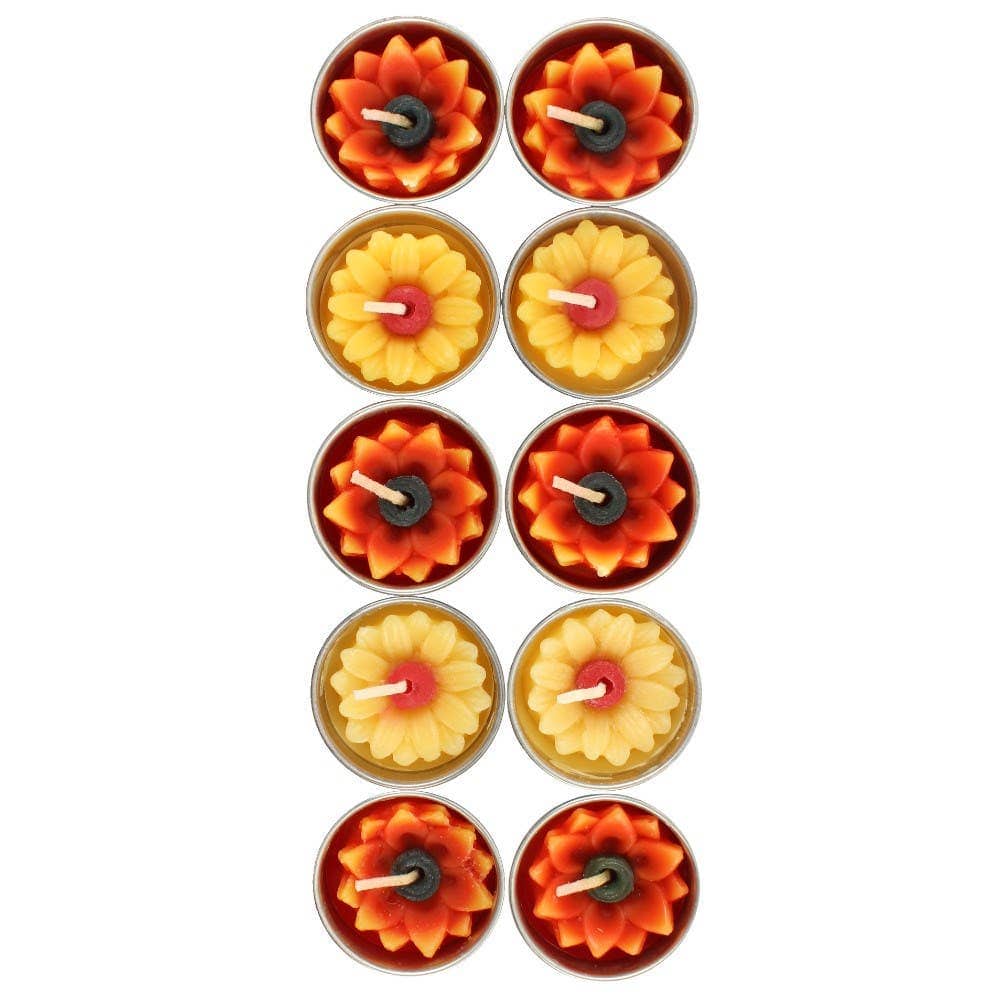 Something Different Decor > Candles Set of 10 Yellow Sunflower Candles 5055581638215 NL_63424B