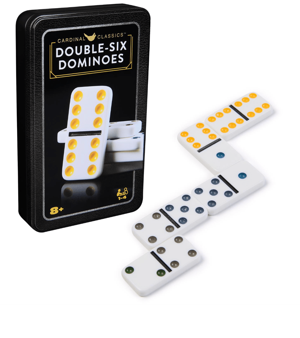 Spin Master Tabletop Games Double Six Dominoes Set in Storage Tin 681147056930 6072400