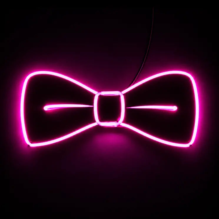 Square Deal & Recordings Accessories Bow Tie - Pink Light Up El Wire Festival Rave Dj Party Gear 190153065237 1-LED-67140