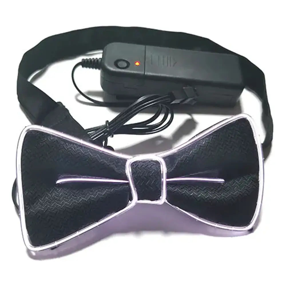 Square Deal & Recordings Accessories Bow Tie - White Light Up El Wire Festival Rave Dj Party Gear 190153065244 1-LED-67138