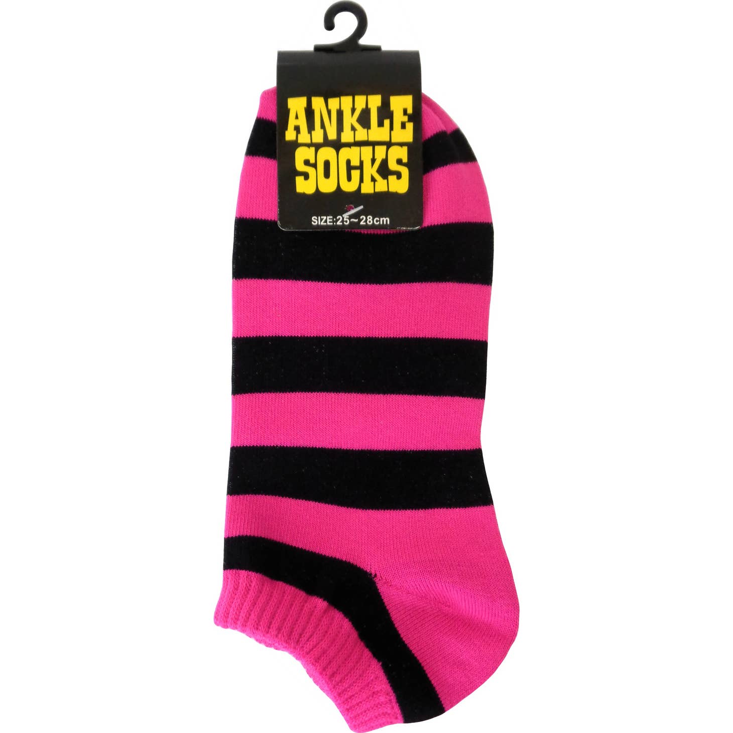 Pink and Black Striped Ankle Socks