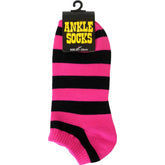 Pink and Black Striped Ankle Socks