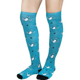 Square Deal & Recordings Apparel > Socks Socks - Sourpuss - Turquoise With Birds & Hearts 41675004 1-SOX-78506