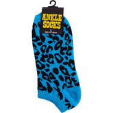 Square Deal & Recordings Apparel > Socks Socks - Teal Blue And Black Leopard Print Ankle 42199292 1-SOX-78519