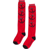 Square Deal & Recordings Apparel > Socks Sourpuss - 17" Black And White Anchors On Red Socks 42035452 1-SOX-78550