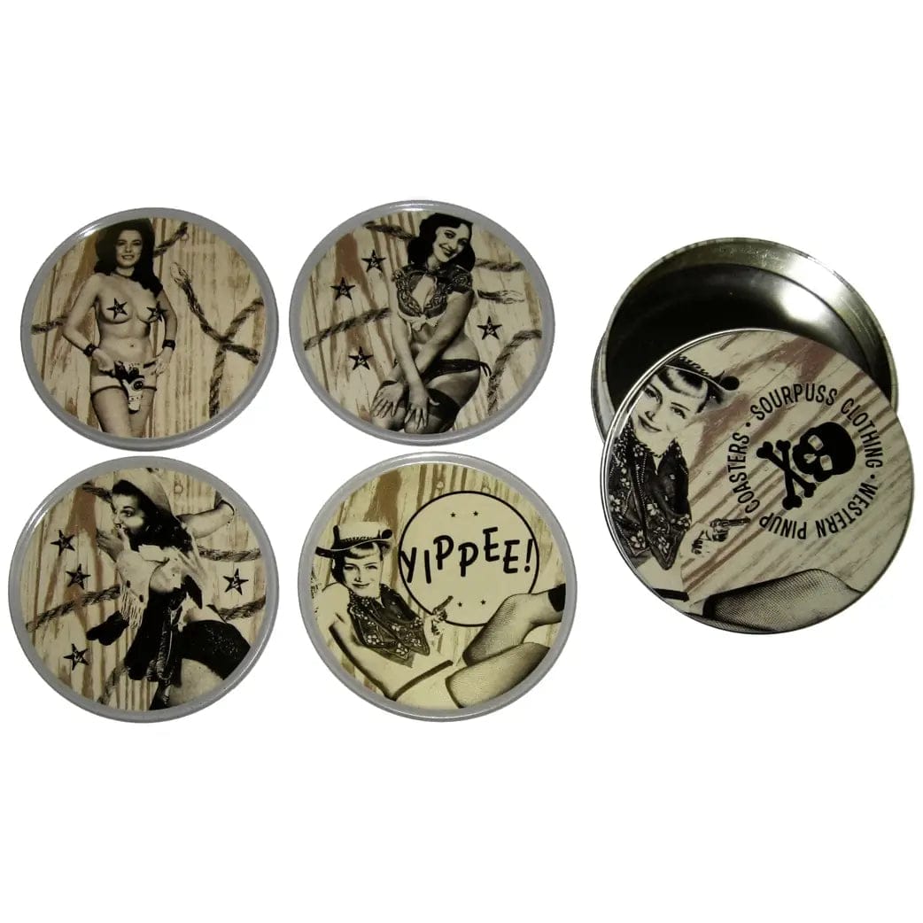 Square Deal & Recordings Home > Drinkware > Coasters Sourpuss: Coaster - Western Pin-Up Girls (Set of 4) 04486396 1-COA-83002