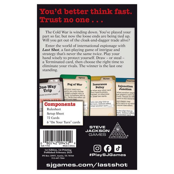 Steve Jackson Games Board Games > Card Games Steve Jackson - Last Shot 080742094529 SJG1753