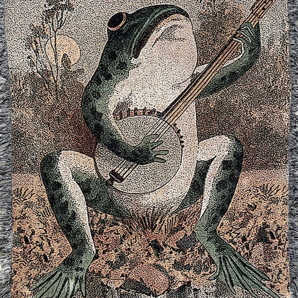 Strike Gently Co Home > Other Home Banjo Frog Woven Throw Blanket 60" X 80" SGCBANJOFROG6080