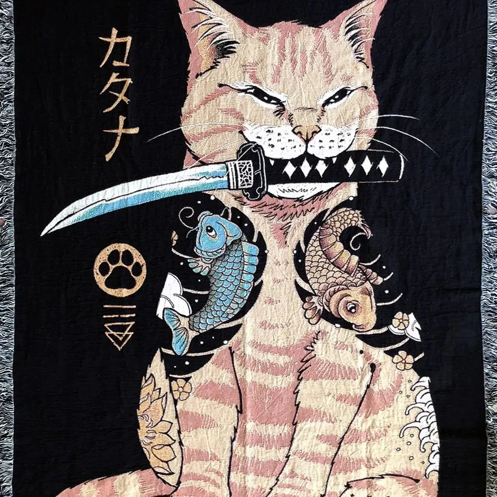 Strike Gently Co Home > Other Home Cat/Knife Woven Throw Blanket 60" X 80"