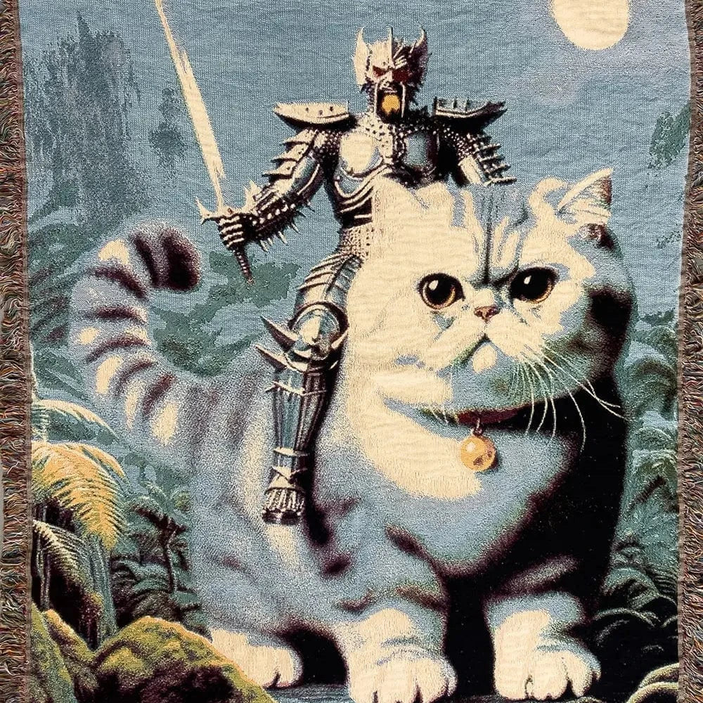 Strike Gently Co Home > Other Home Cat Warrior Woven Throw Blanket 50" X 60" catwarrior5060