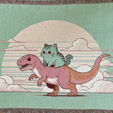Strike Gently Co Home > Other Home Dino Cat Woven Throw Blanket 50" X 60" catdino