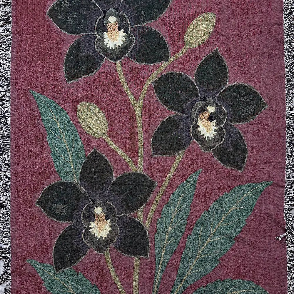 Strike Gently Co Home > Other Home Woven Blanket: Black Orchids 11190780 orchids