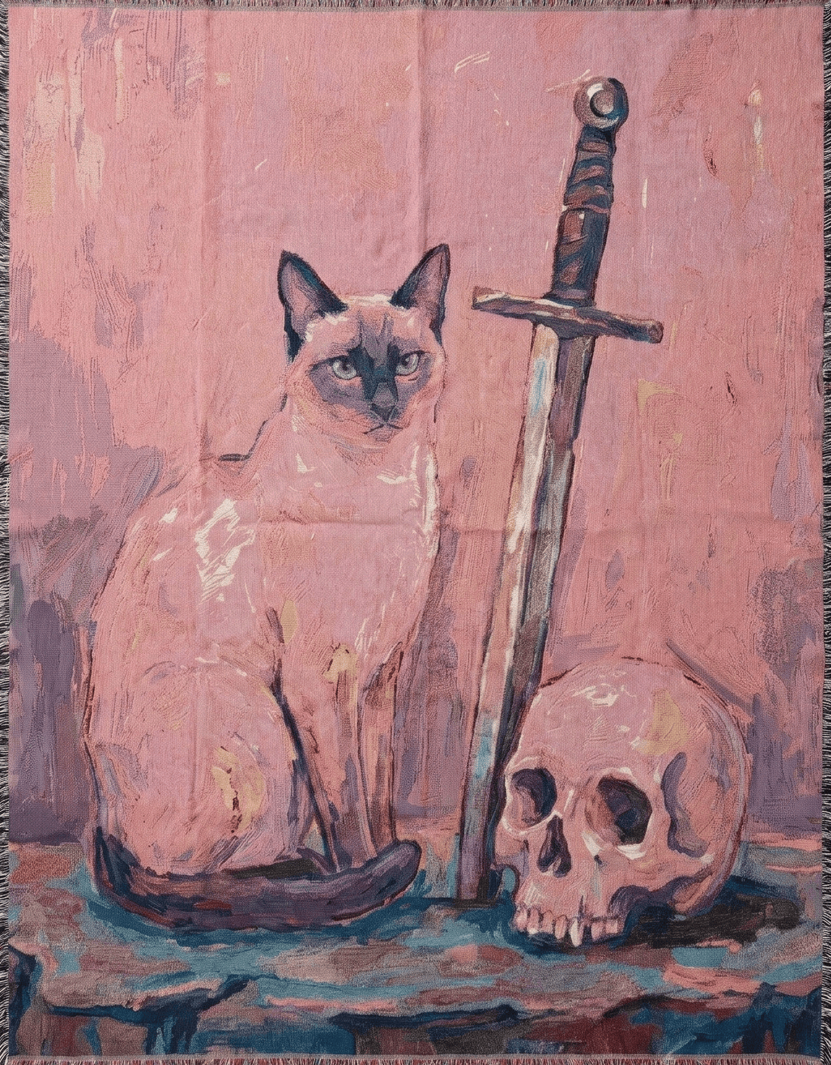 Strike Gently Co Home > Other Home Woven Blanket: Still Life with Sword 85960188 catswordskull