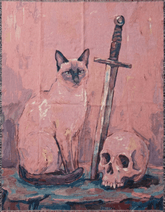 Strike Gently Co Home > Other Home Woven Blanket: Still Life with Sword 85960188 catswordskull