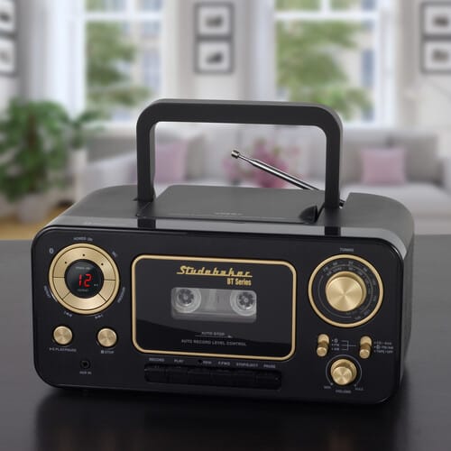 Studebaker Music > Audio Equipment Studebaker SB2135BTBG Bluetooth Portable CD Player Radio and Cassette Player (Black/Gold) 077283063558 SDBK63558