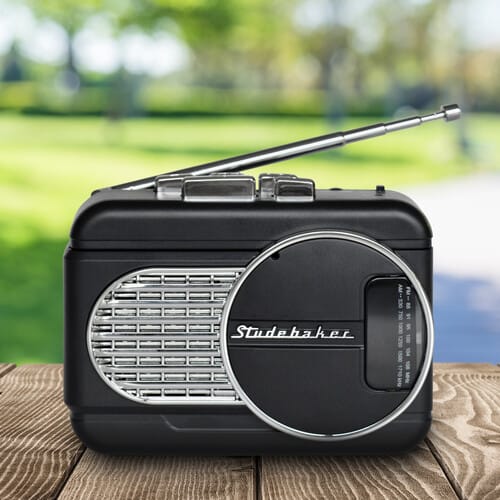 Studebaker Music > Audio Equipment Studebaker SB3675BS WALKABOUT II Personal Cassette Player AM/FM Radio Speaker (Black/Silver) 077283017551 SDBK17551