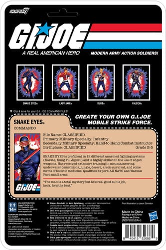 Super7 Toys > Action Figures > Super7 ReAction Figure: G.I. Joe - Snake Eyes (America's 250th Anniversary) 840418826669 SUSV26669