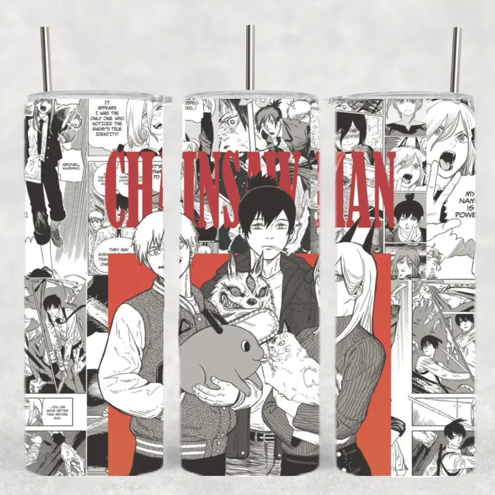 The Geek Boutique Home > Drinkware Chainsaw Man Manga Panel Tumbler 56112124