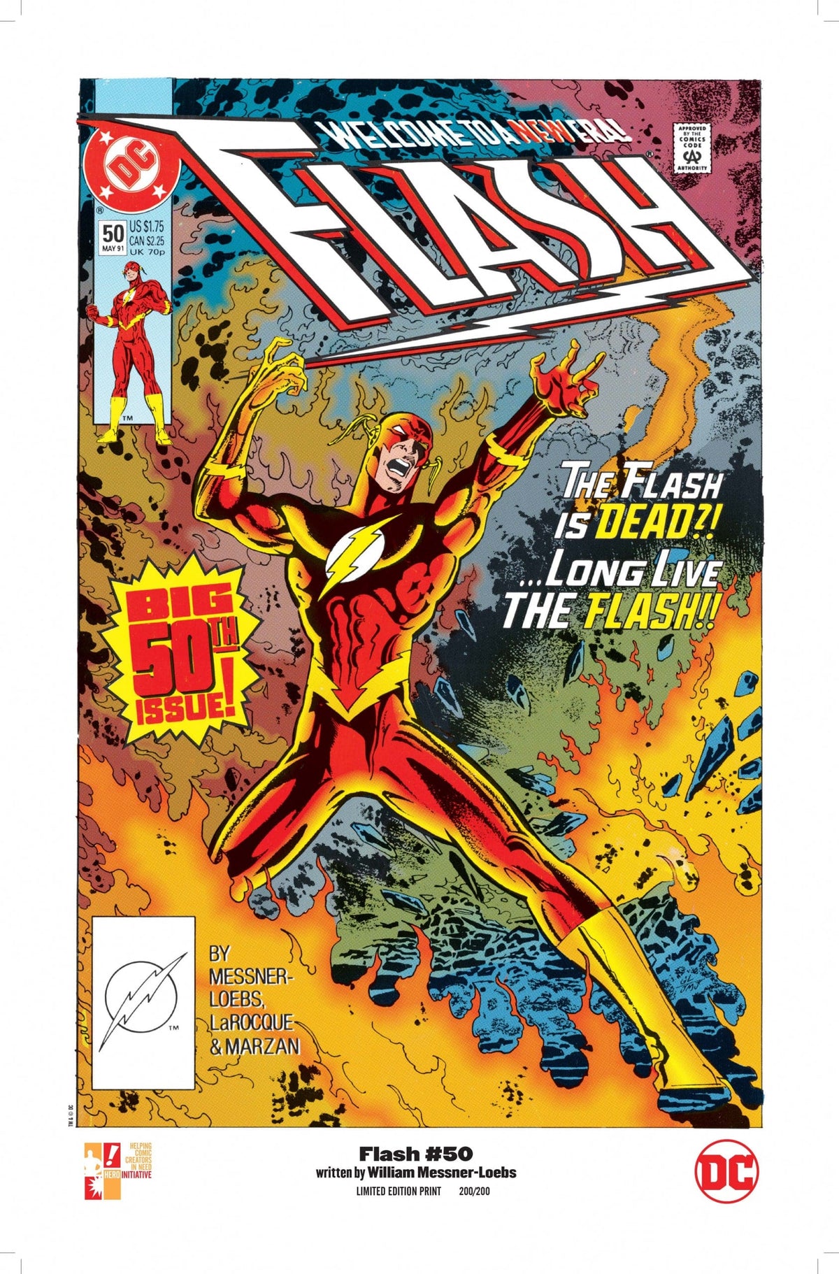 Hero Initiative: Flash #50 print autographed by William Messner-Loebs