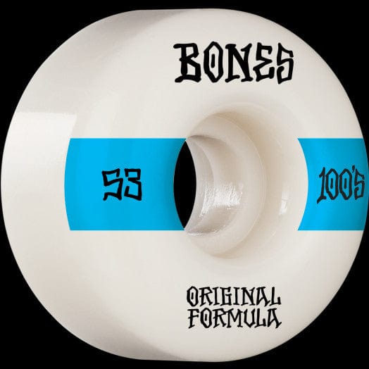 BONES WHEELS OG FORMULA SKATEBOARD WHEELS 100 #14 53MM V4 WIDE 4PK WHITE