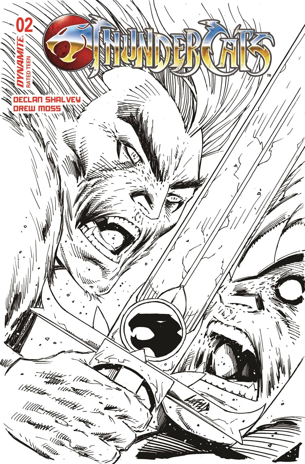 THUNDERCATS #2 CVR ZB 1:10 FOC INCV ROB LIEFELD B&W [SIGNED BY DECLAN SHALVEY]