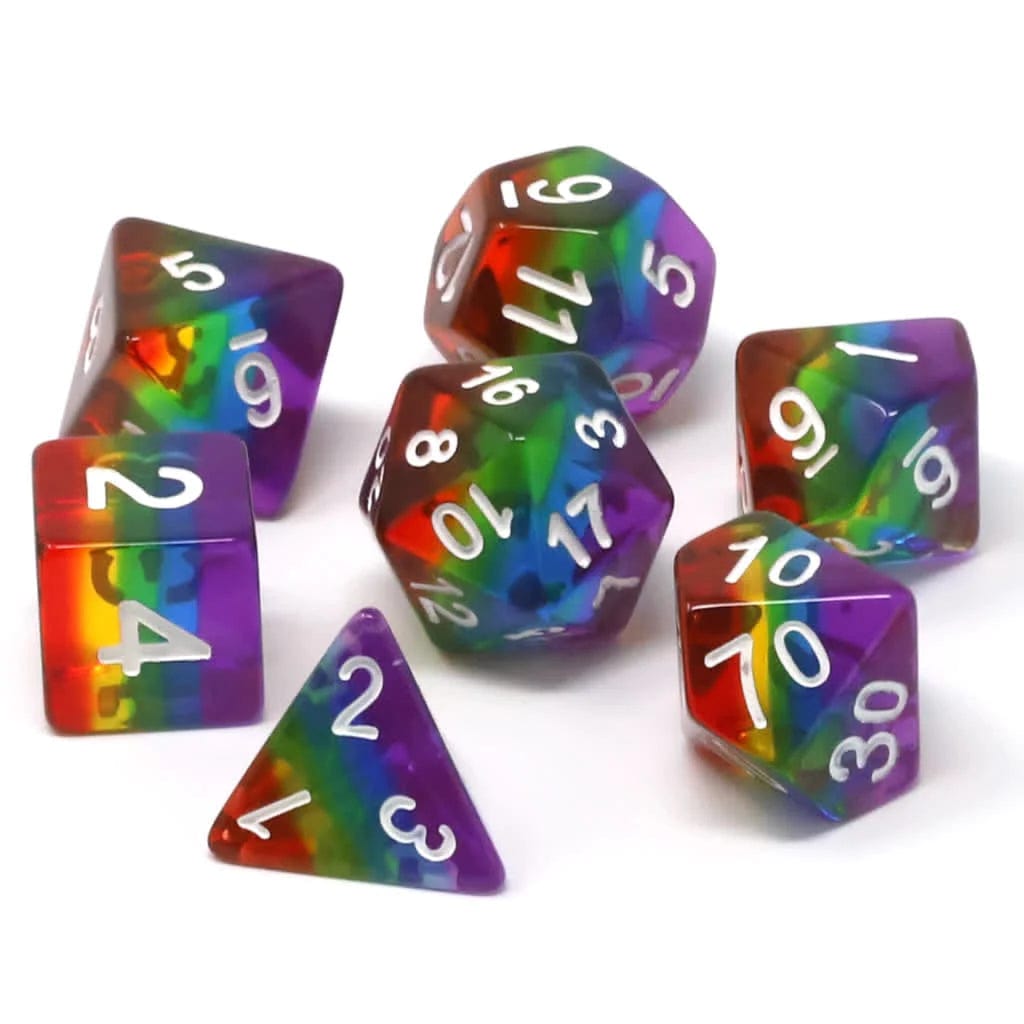 Third Eye Comics Dice > Die Hard Dice Die Hard Dice: 7pc RPG Set - Prismatic Rainbow 689355108823