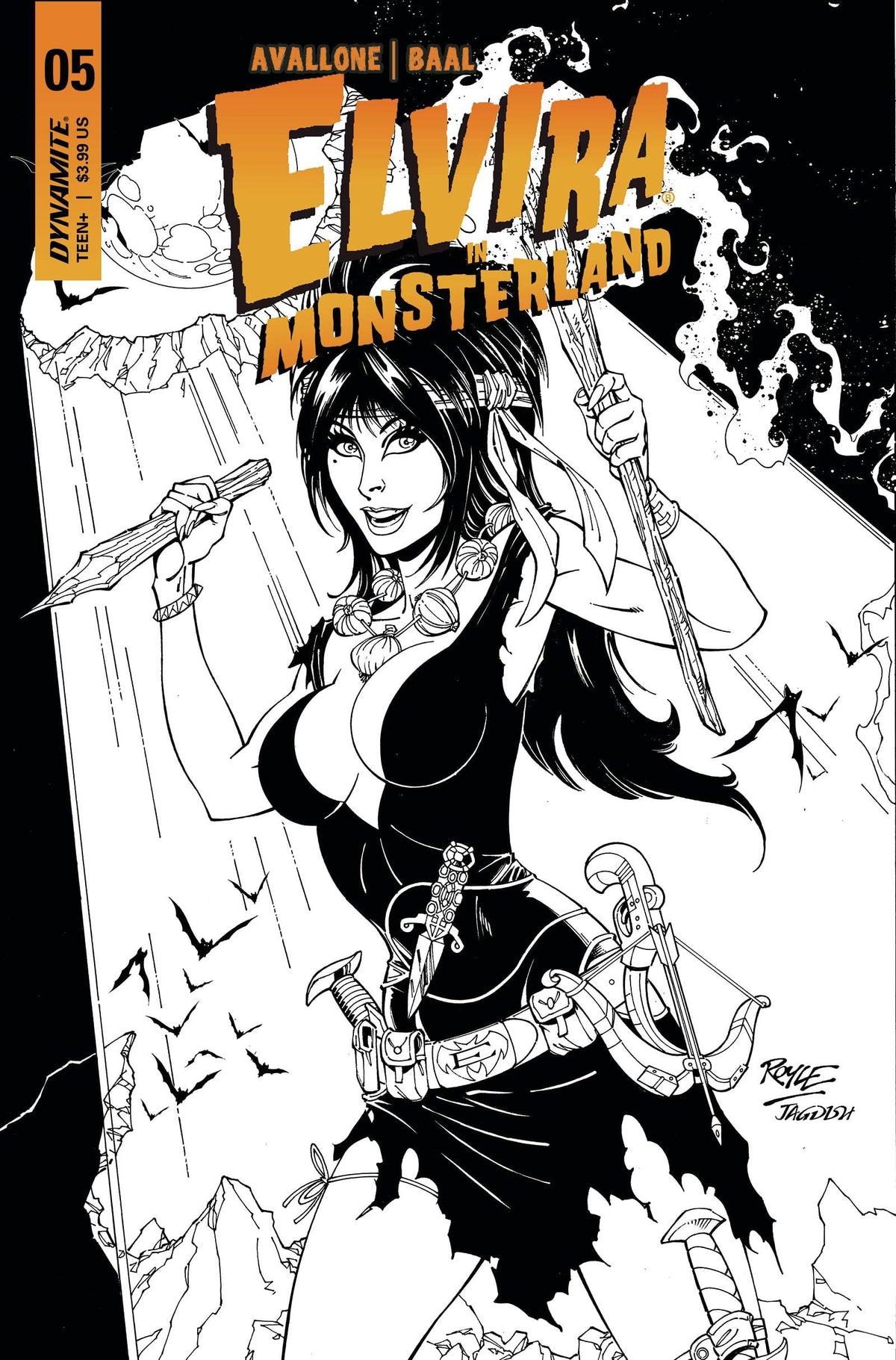 Dynamite Comic Books > Incentives ELVIRA IN MONSTERLAND #5 CVR F 1:10 INCV ROYLE B&W 72513033023905061 JUL230374