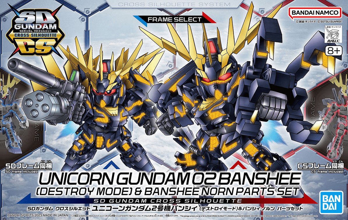 Bandai Model Kits > Gundams > SD Bandai: Unicorn Gundamn 02 Banshee (Destroy Mode) & Banshee Norn Parts Set SD Gundam Cross Silhouette 4573102621597 2588122