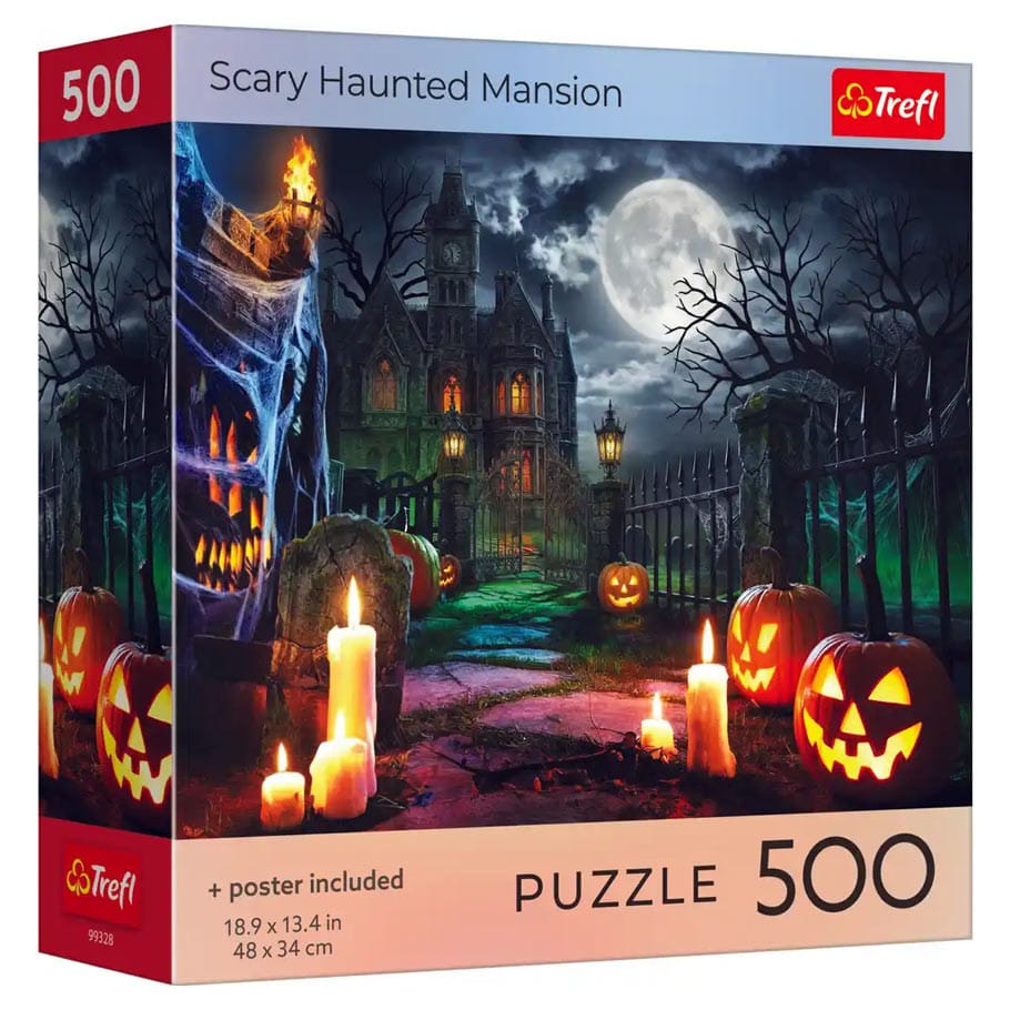 Trefl USA Puzzles > Jigsaw Puzzles Puzzle: Halloween: Scary Haunted Mansion 500 Piece with Poster (Trefl Red) 5900511993288 TRE99328