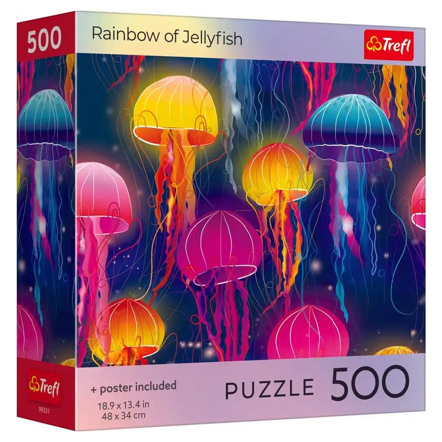 Trefl USA Puzzles > Jigsaw Puzzles Puzzle: Rainbow of Jellyfish 500 Piece with Poster (Trefl Red) 5900511993318 TRE99331