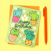 Turtle's Soup Stationery > Greeting Cards Cactus Cats Birthday Card C-005