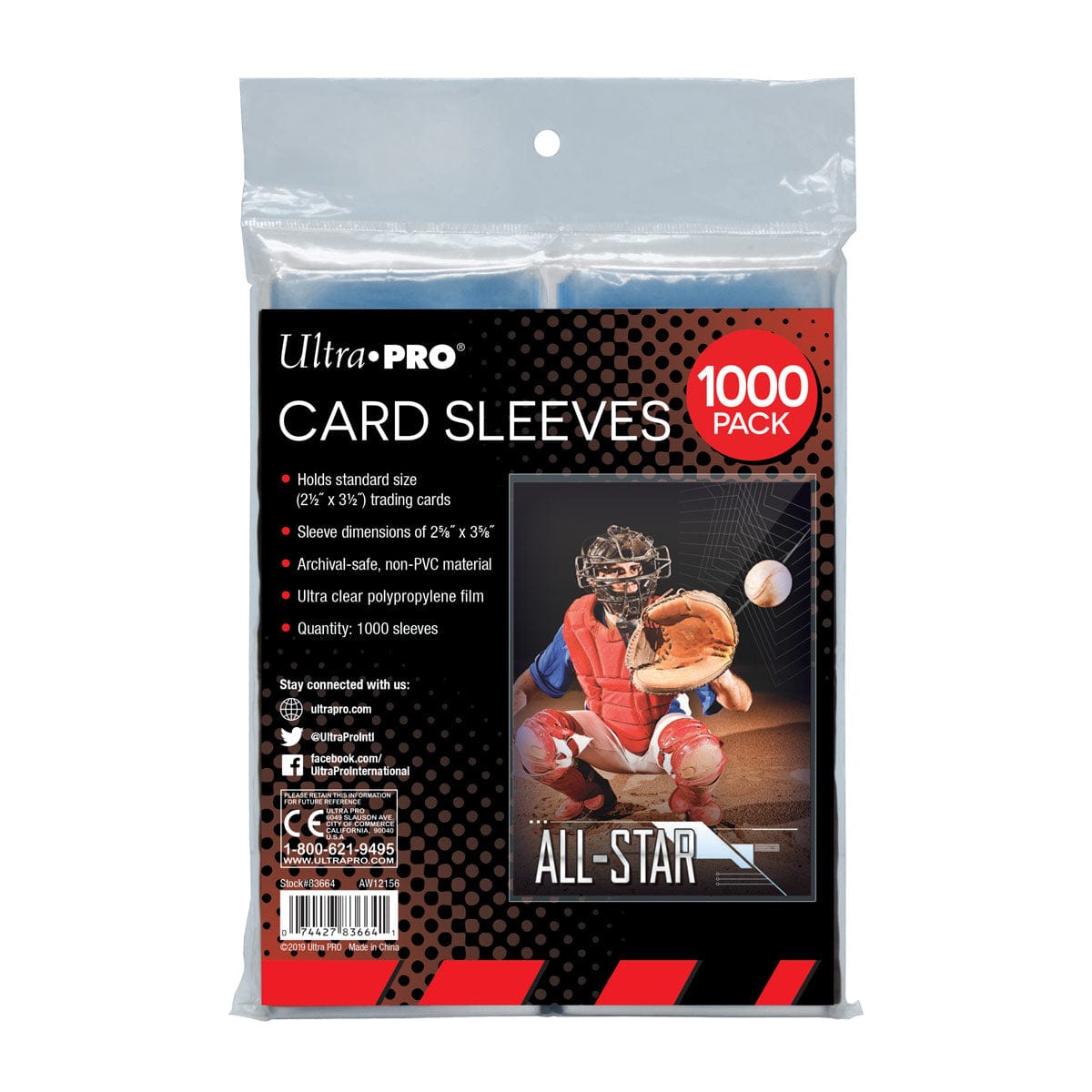 Ultra Pro Game Supplies > Card Sleeves Ultra Pro: Card Sleeves 1000ct - Collector's Sleeves 074427836641 UPI 83664