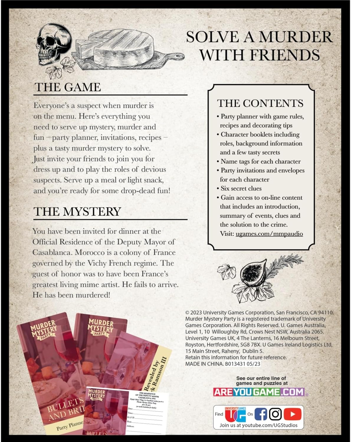 University Games Board Games Murder Mystery Party: Bullets & Brie 023332332229 33222