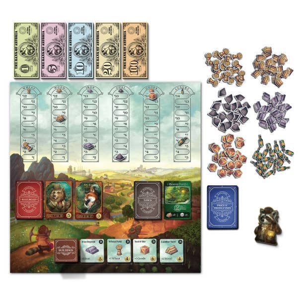 University Games Board Games Raccoon Tycoon Strategic Board Game 51111