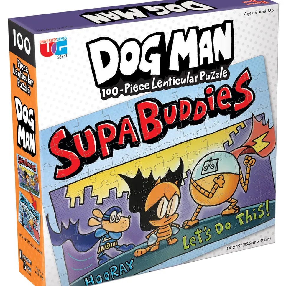 University Games Puzzles > Hand Puzzles UNIVERSITY GAMES: DOG MAN 100 PC SUPA BUDDIES PUZZLE 023332338467 33846