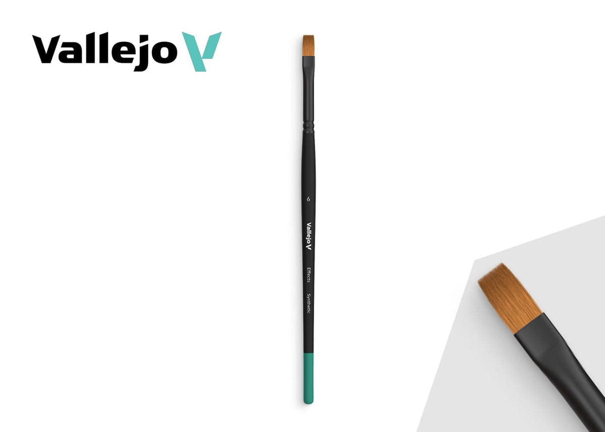 Vallejo Hobby Supplies > Brushes Vallejo: Effects Brush - Flat Rectangular Synthetic No. 6 8429551002356 VAL B04006